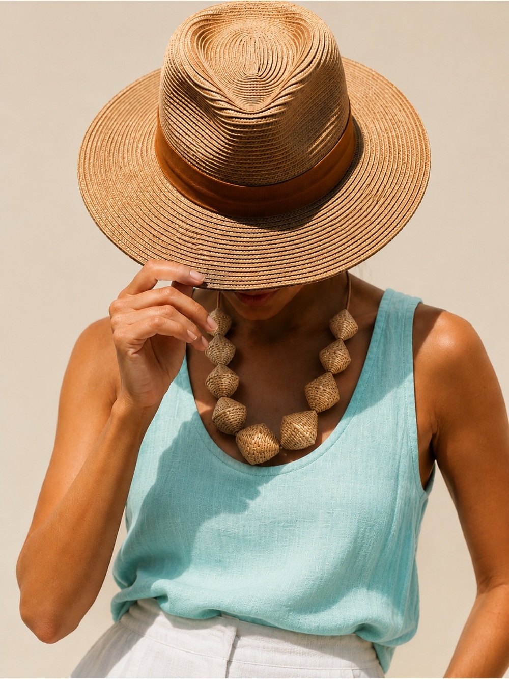 🆕Wide Brim  Sun Hat with Brown Band